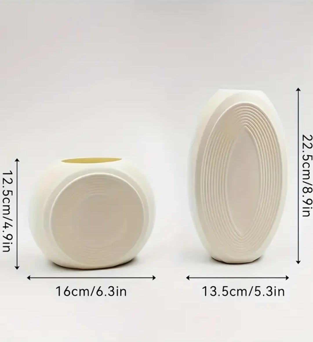 2pcs decent Style Vase Set - Matte White Plastic Vases with Ring Pattern, Shatterproof Lightweight Tall and Short Combination, Suitable for Dried or Fresh Flowers, Ideal for Entryway or Living Room Decor, Housewarming Gifts
